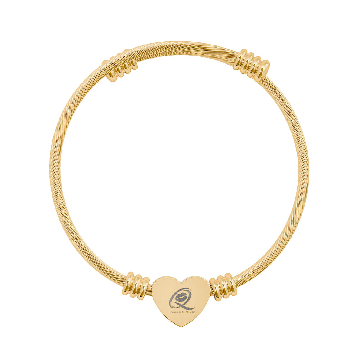 Qissed Heart Cuff Cable Wire Bangle (Silver or Gold)