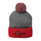 Qissed Embroidered Pom-Pom Beanie