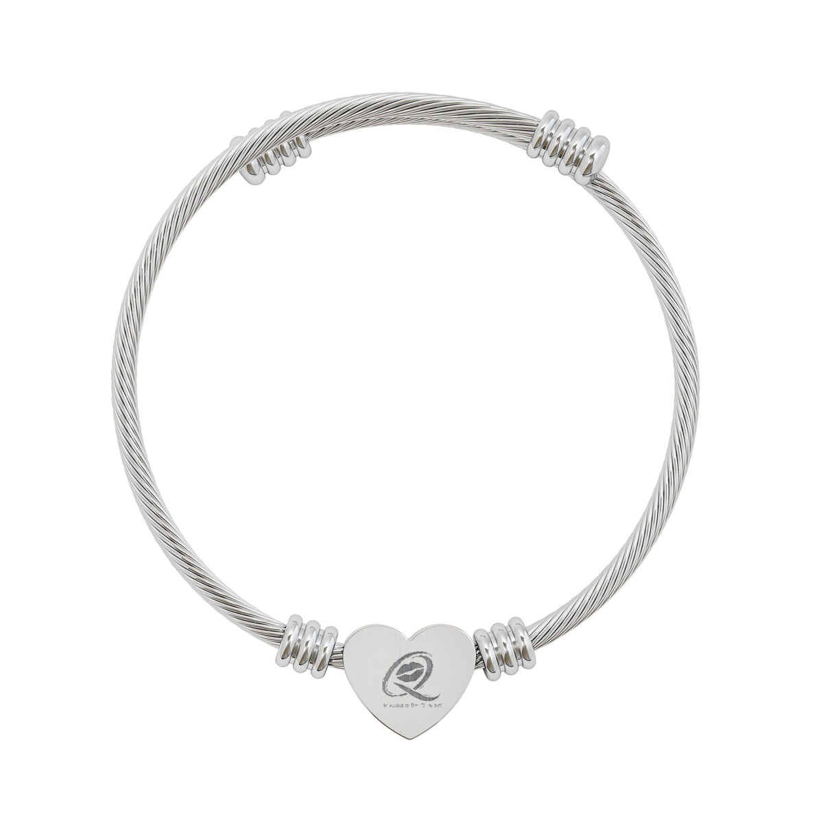 Qissed Heart Cuff Cable Wire Bangle (Silver or Gold)