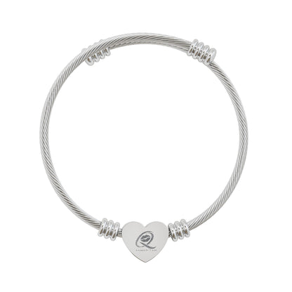 Qissed Heart Cuff Cable Wire Bangle (Silver or Gold)