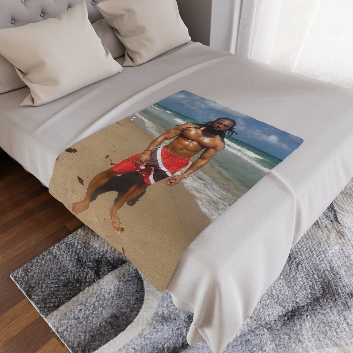 Beach Body Photo Minky Blanket — Tropical Ocean Portrait Throw