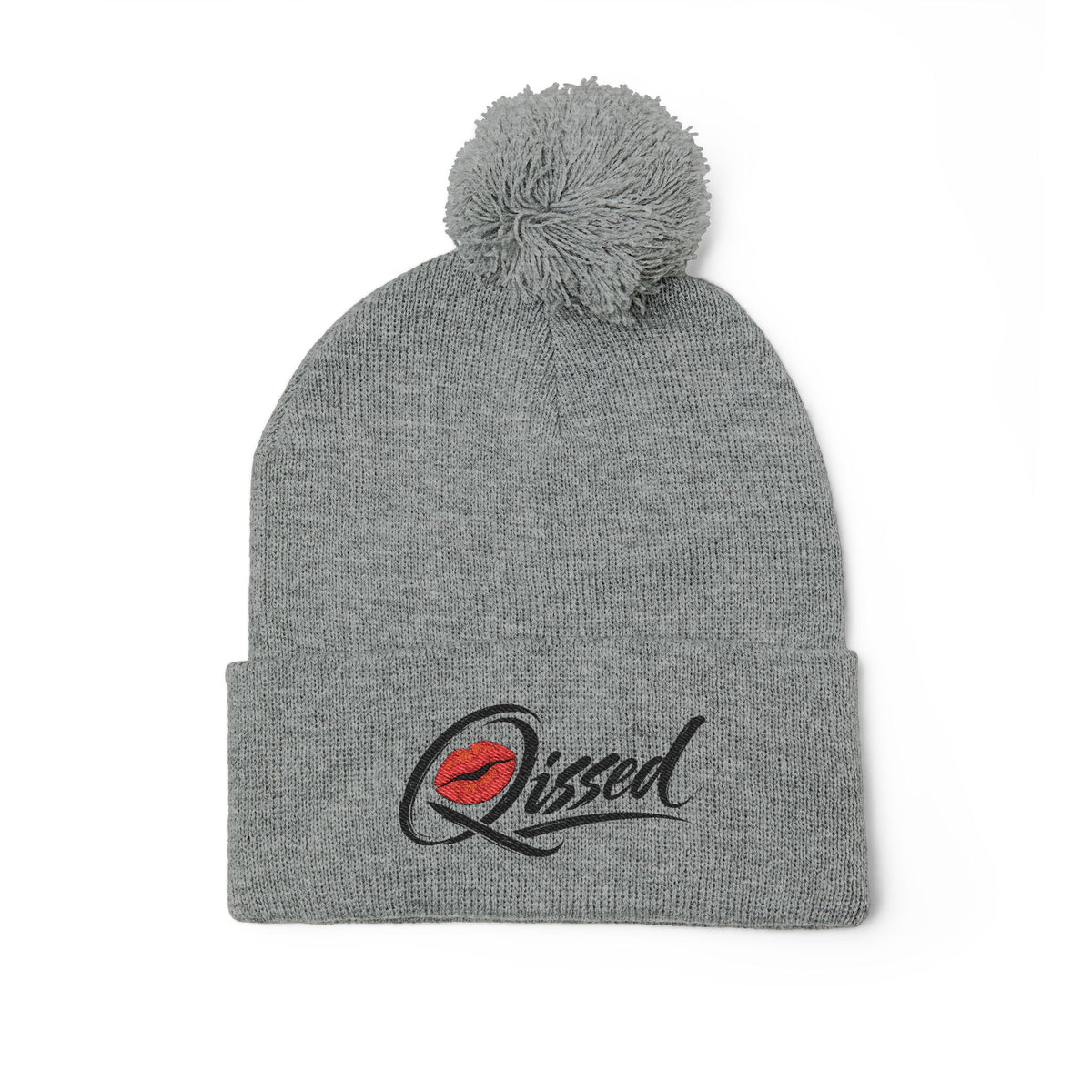 Qissed Embroidered Pom-Pom Beanie