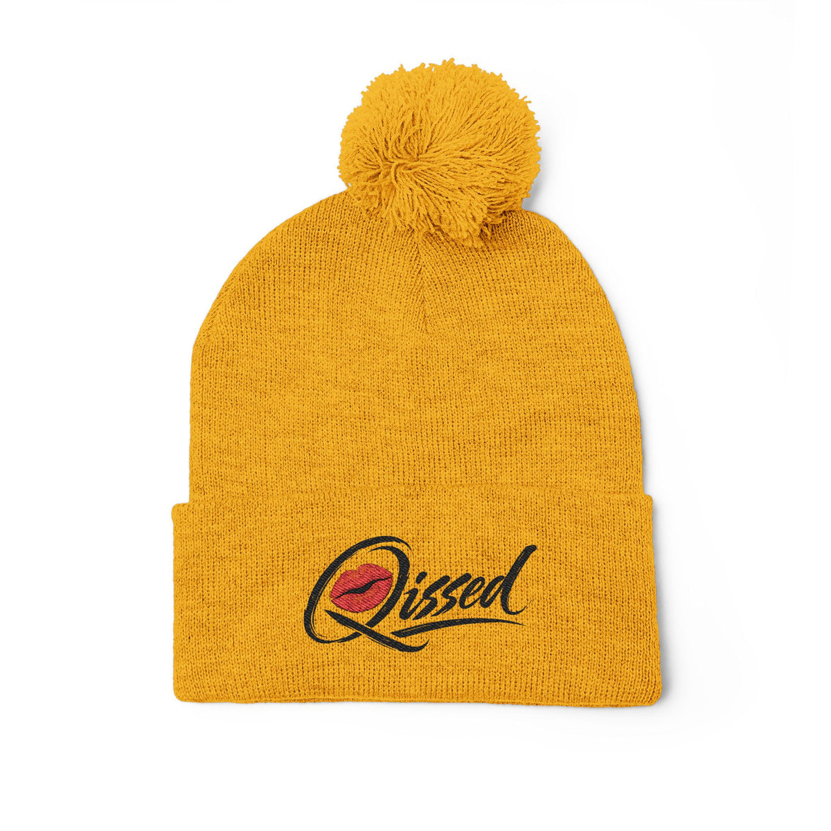 Qissed Embroidered Pom-Pom Beanie