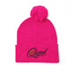 Qissed Embroidered Pom-Pom Beanie
