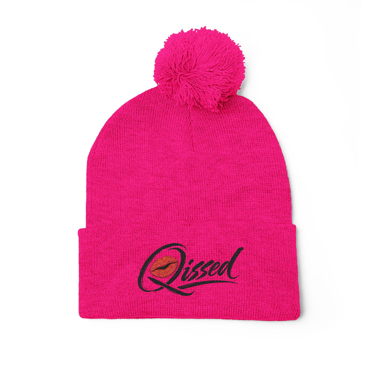 Qissed Embroidered Pom-Pom Beanie