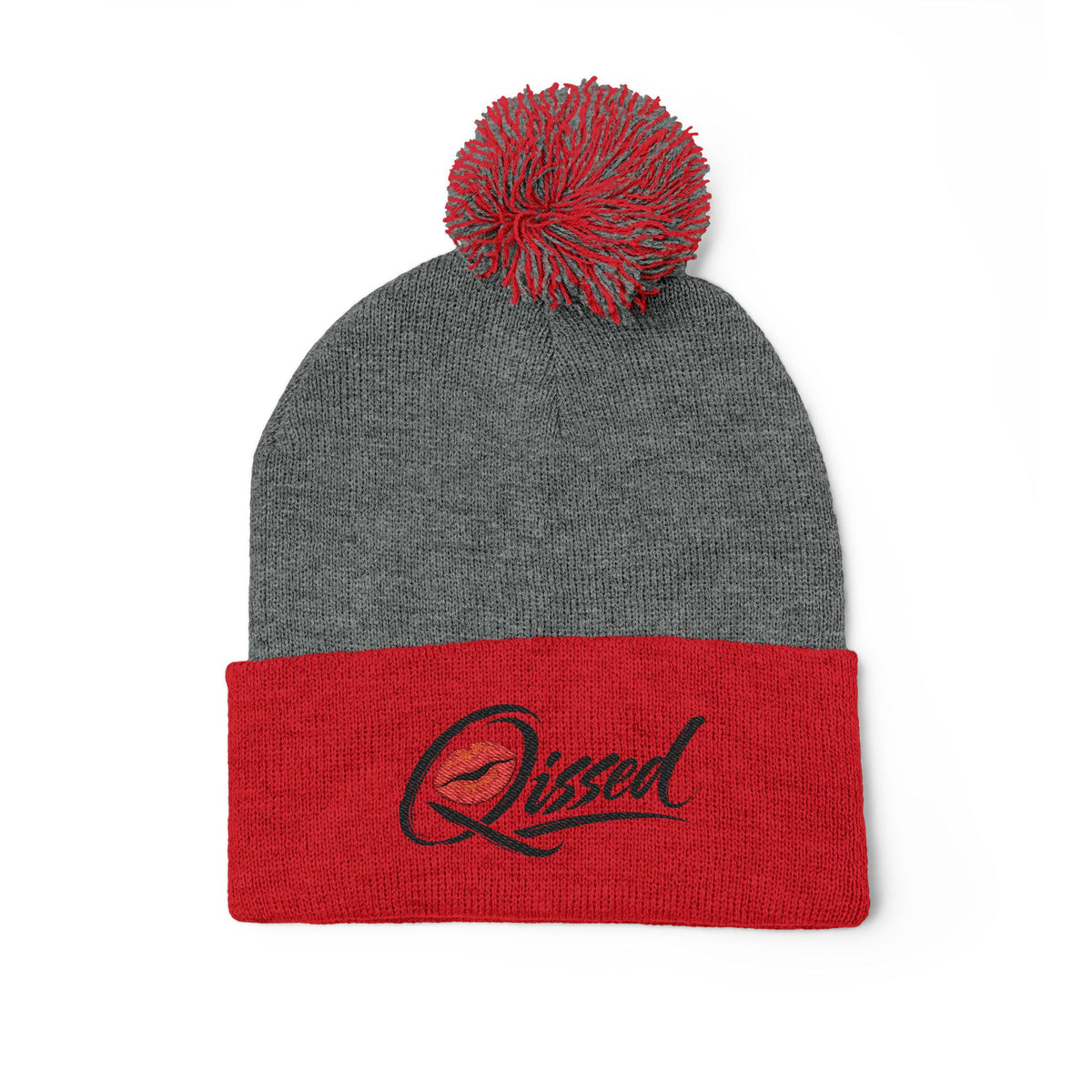 Qissed Embroidered Pom-Pom Beanie