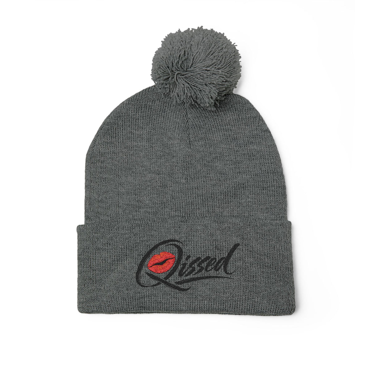 Qissed Embroidered Pom-Pom Beanie