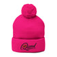 Qissed Embroidered Pom-Pom Beanie