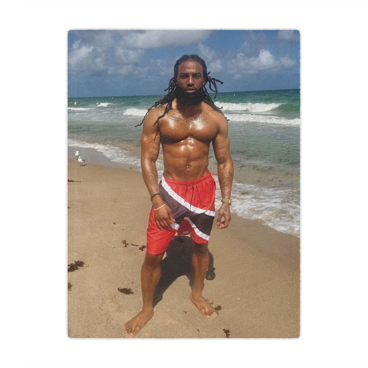 Beach Body Photo Minky Blanket — Tropical Ocean Portrait Throw
