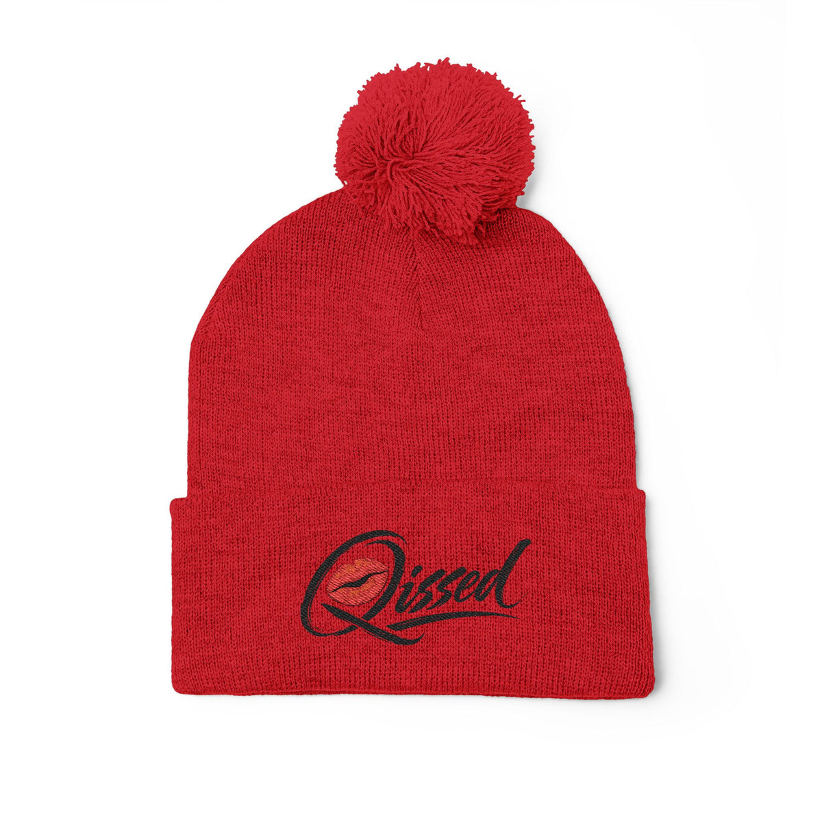 Qissed Embroidered Pom-Pom Beanie